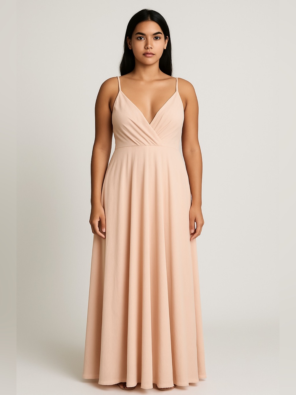BHLDN Blush Pink Eva Chiffon Bridesmaids Dress Size Large